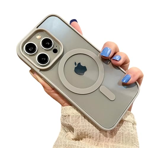 LVVLBBT Stoßfeste kabellose Ladehülle für iPhone 15 14 Plus 13 12 Mini 11 Pro X XR XS Max Transparente magnetische Stoßstangenabdeckung,Neues Grau,Für iPhone 12 Pro von LVVLBBT