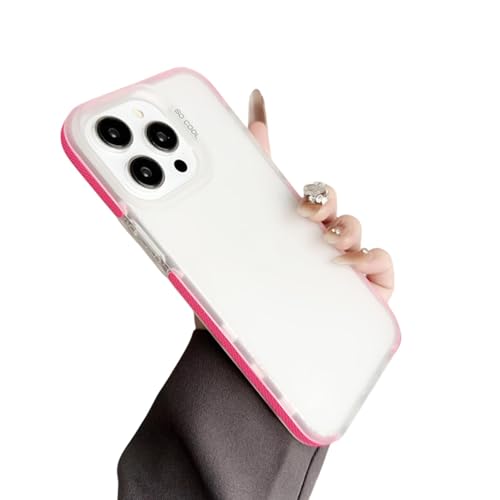 LVVLBBT Transparente, Matte Hartschalenhülle für iPhone 16 15 14 Plus 13 12 11 Pro Max, hautfreundliche, stoßfeste Stoßstangenabdeckung (für iPhone 12 Pro/Rosenrot) von LVVLBBT