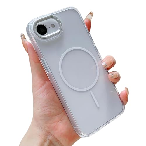 LVVLBBT Transparente magnetische Saughülle aus Acryl für iPhone 16e 16 15 14 13 12 11 Plus Pro Max Harte Rückseite mit Metalllinse (für iPhone 12 Pro Max/Transparent) von LVVLBBT
