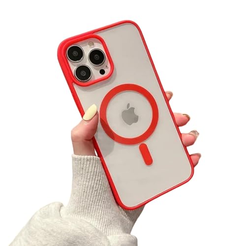 LVVLBBT für iPhone 16 15 14 13 12 11 Pro Max Mini Plus Magnetisches kabelloses Laden Einfache und modische Hülle (Für iPhone 13 Pro/Rot) von LVVLBBT