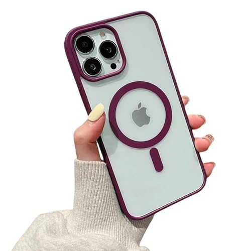 LVVLBBT für iPhone 16 15 14 13 12 11 Pro Max Mini Plus Magnetisches kabelloses Laden Einfache und modische Hülle (Für iPhone 13mini/Pflaume) von LVVLBBT