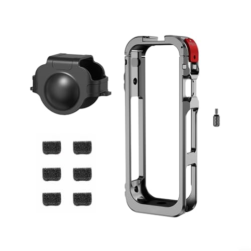 LVYXON Kamerakäfig für Insta360 X5, Schutzhülle aus Aluminiumlegierung mit Silikon-Objektivabdeckung, Schnellspannknopf und Windschutz, kompaktes 13,6 cm Design für den Außenbereich von LVYXON