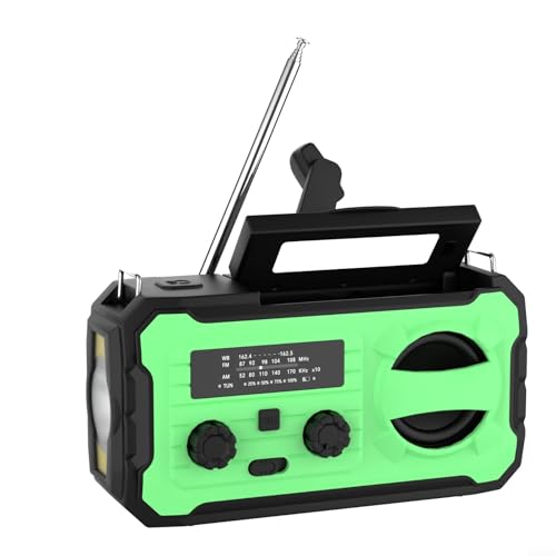 Solar-Handkurbel-Radio 4000 mAh, tragbares Ladegerät, AM/FM, Wetterradio mit LED-Taschenlampe für Outdoor, Camping, Wandern, Survival-Kit und Heimgebrauch (schwarz) von LVYXON