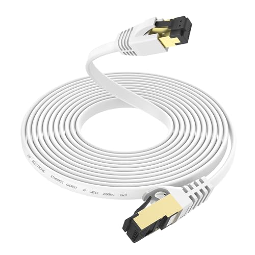 LW Electronic 2m Hochgeschwindigkeits Flat CAT 8 LSZH 40Gbps Netzwerkkabel Ethernet Kabel 2000MHz 2000MHz POE Patchkabel S/FTP kompatibel zu PS5 PS4 Switch Laptop Router Modem TV RJ45 von LW Electronic