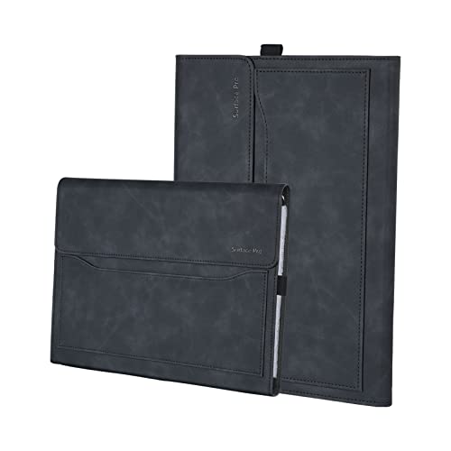 Microsoft Surface Pro 11 / Pro 10 / Pro 9 13 Zoll Hülle, Multi-Winkel-Ansicht Portfolio Business Cover mit Tasche & Stylus-Halter, kompatibel mit Type Cover Tastatur (Graphit) von LWKJOY