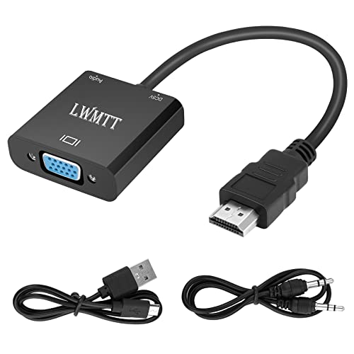 LWMTT HDMI zu VGA, HDMI auf VGA Adapter (Stecker auf Buchse) 1080P mit Audio und USB Power Port für PC, Laptop, HDTV-Projektoren, PS4 / 3 Xbox, HDTV und mehr von LWMTT