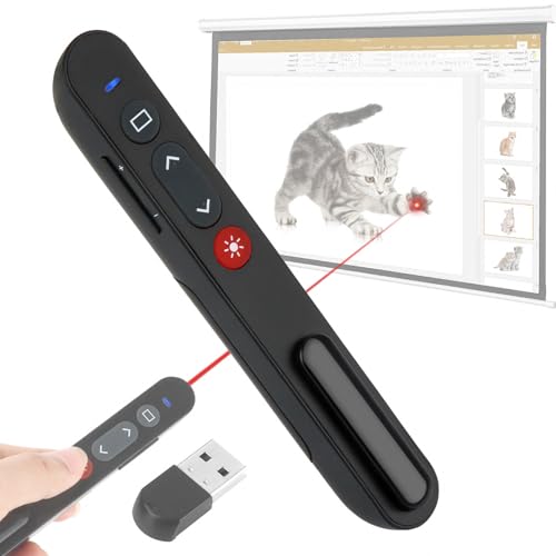 Presentation Clicker,2.4GHz Powerpoint Fernbedienung via USB Empfänger,Rot Pointer für Präsentationen mit Stiftclip,Wireless Presenter mit Laserpointer für Lehrer,Büro,Besprechungen,Berichte von LWMTT