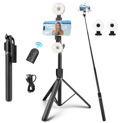 Selfie Stick, 180 cm Handy Stativ, Stativ für Smartphones mit Faltbar und Drehbar 360°, 2 Abnehmbares & Dimmbares Fülllicht,Selfie Stick Stativ Bluetooth Kompatibel mit iPhone Samsung Android Selfie Stick, 180 cm Handy Stativ, Stativ für Smartphones mit Faltbar und Drehbar 360°, 2 Abnehmbares & Dimmbares Fülllicht,Selfie Stick Stativ Bluetooth Kompatibel mit iPhone Samsung Android von LWMTT