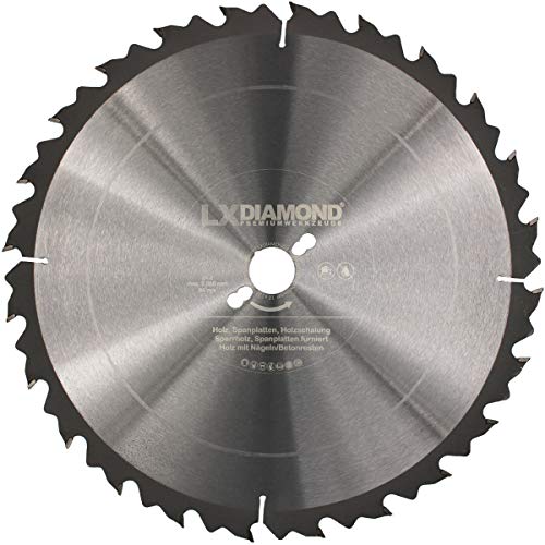 LXDIAMOND HM Hartmetall Kreissägeblatt 450mm x 30,0mm Z36 Premium Sägeblatt Nagelfest Trapezzahn für Bauholz zum Sägen mit Wippsäge Tischkreissäge Kreissäge Kappsäge Brennholzsäge Tischsäge 450 mm von LXDIAMOND