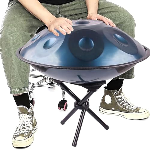 55cm Handpan Drum, 9/10 / 12 Noten 432Hz/440Hz Ton Percussion Instrument Mit Drum-Tripod, Stahl Handtrommel Für Anfänger Und Professionelle Spieler (Size : 432Hz, Color : BLUE_12 NOTES) von LXHGVKHJ