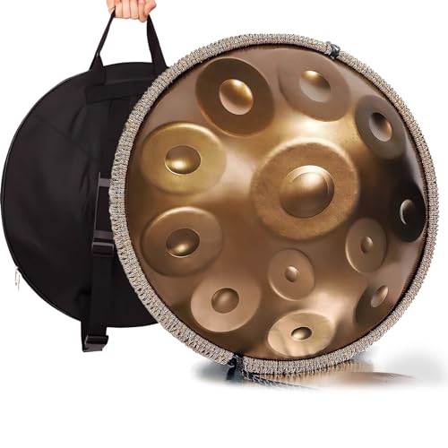 Handpan Drum 432Hz/440Hz, 9/10/12 Noten 55cm Percussion Instrument Mit Drum-Tripod, Stahl Handpan Instrument Für Meditation Yoga Sound Healing (Color : 432Hz, Size : 12 Notes) von LXHGVKHJ