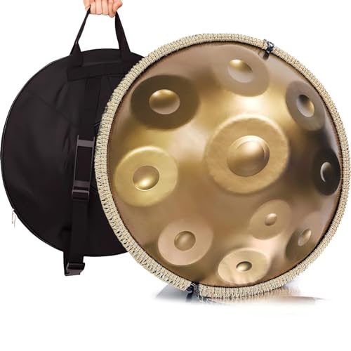 Handpan Drum 432Hz/440Hz, 9/10/12 Noten 55cm Percussion Instrument Mit Drum-Tripod, Stahl Handpan Instrument Für Meditation Yoga Sound Healing (Color : 440Hz, Size : 10 Notes) von LXHGVKHJ