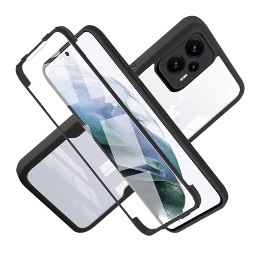 LXHGrowH Handy Hülle für Xiaomi Poco F5 – komplette Anti-Shock-Hülle [360 °] Full Body Schutz, kratzfest, eingebauter Displayschutz, Schwarz von LXHGrowH