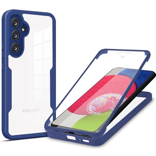 LXHGrowH Hülle für Samsung Galaxy A15 4G / A15 5G, 360 Grad Ganzkörper Stoßfest Handyhülle, Kratzfest Schutzhülle mit Eingebauter Displayschutzfolie, Case Dual - [Transparent+Blau] von LXHGrowH