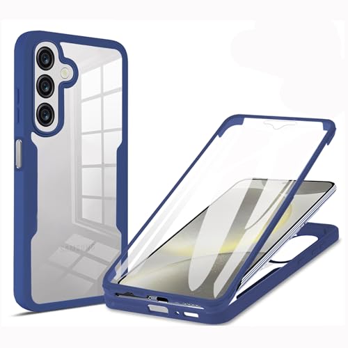 LXHGrowH Hülle für Samsung Galaxy A16 5G / 4G, 360 Grad Ganzkörper Stoßfest Handyhülle, Kratzfest Schutzhülle mit Eingebauter Displayschutzfolie, Case Dual - [Transparent+Blau] von LXHGrowH