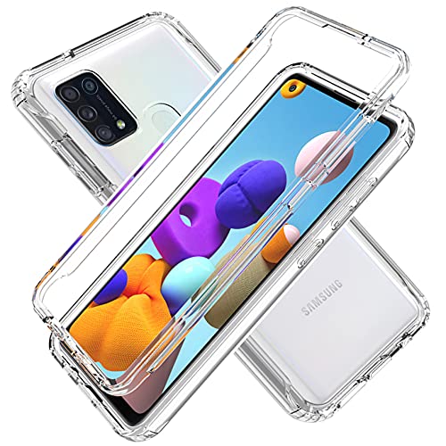 LXHGrowH Hülle für Samsung Galaxy M31, 360 Grad Ganzkörper Stoßfest Handyhülle, Kratzfest Schutzhülle mit Eingebauter Displayschutzfolie, Case Dual - Transparent von LXHGrowH