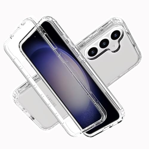 LXHGrowH Hülle für Samsung Galaxy S24 5G, 360 Grad Ganzkörper Stoßfest Handyhülle, Kratzfest Schutzhülle mit Eingebauter Displayschutzfolie, Case Dual - Transparent von LXHGrowH