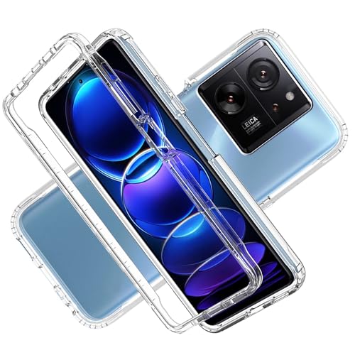 LXHGrowH Hülle für Xiaomi 13T / Xiaomi 13T Pro, 360 Grad Ganzkörper Stoßfest Handyhülle, Kratzfest Schutzhülle mit Eingebauter Displayschutzfolie, Case Dual - Transparent von LXHGrowH