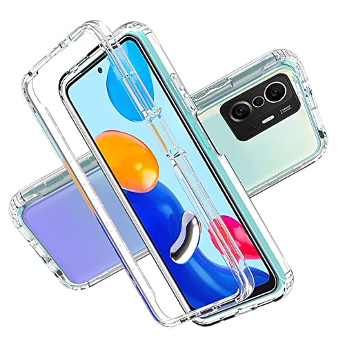 LXHGrowH Hülle für Xiaomi Mi 11T / Xiaomi Mi 11T Pro, 360 Grad Ganzkörper Stoßfest Handyhülle, Kratzfest Schutzhülle mit Eingebauter Displayschutzfolie, Case Dual - Transparent von LXHGrowH