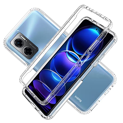 LXHGrowH Hülle für Xiaomi Redmi 10 5G, 360 Grad Ganzkörper Stoßfest Handyhülle, Kratzfest Schutzhülle mit Eingebauter Displayschutzfolie, Case Dual - Transparent von LXHGrowH