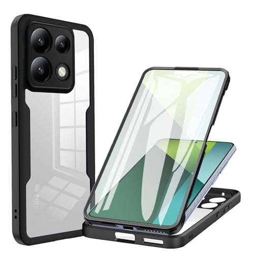 LXHGrowH Hülle für Xiaomi Redmi Note 13 Pro 5G / Poco X6 5G, 360 Grad Ganzkörper Stoßfest Handyhülle, Kratzfest Schutzhülle mit Eingebauter Displayschutzfolie, Case Dual - [Transparent+Schwarz] von LXHGrowH