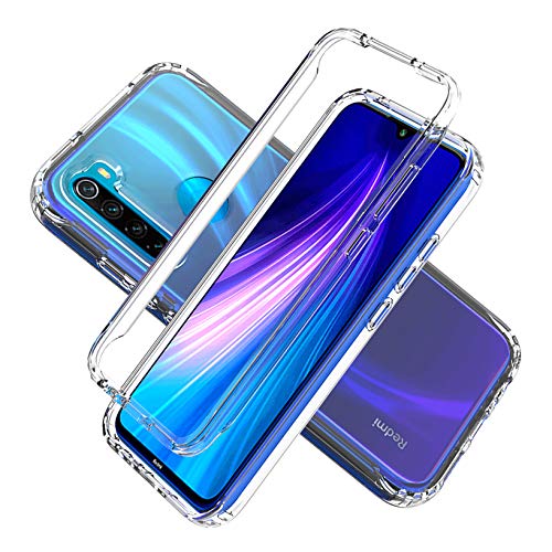 LXHGrowH Hülle für Xiaomi Redmi Note 8 2021/2019, 360 Grad Ganzkörper Stoßfest Handyhülle, Kratzfest Schutzhülle mit Eingebauter Displayschutzfolie, Case Dual - Transparent von LXHGrowH