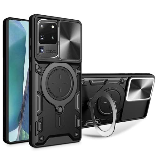 LXHGrowH Schutzhülle für Samsung Galaxy S20 Ultra, stoßfeste Schutzhülle in Militärqualität [360°] Magnetischer Ständer, Anti-Shock Armor Schutzhülle mit Schiebeschutz für Kamera, Schwarz von LXHGrowH