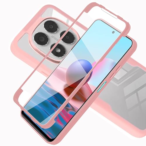 LXHGrowH Hülle für Xiaomi Redmi Note 14 Pro 5G / Note 14 Pro Plus 5G, [360°] Ganzkörper Stoßfest Handyhülle, Kratzfest Schutzhülle mit Eingebauter Displayschutzfolie, Case Dual - [Transparent+Rosa] von LXHGrowH