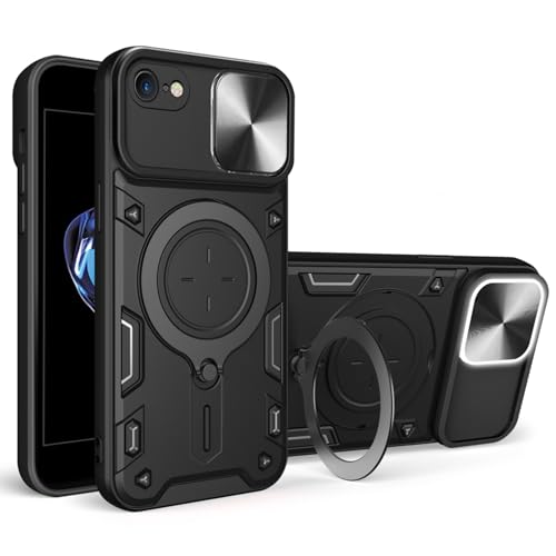 LXHGrowH Schutzhülle für iPhone 6 / iPhone 6S, stoßfeste Schutzhülle in Militärqualität, 360 ° magnetisch, Standfunktion, Anti-Shock Armor mit Schiebeschutz, Schwarz von LXHGrowH