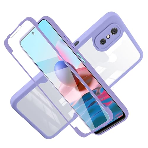 LXHGrowH Hülle für iPhone X und iPhone XS, 360 Grad Ganzkörper Stoßfest Handyhülle, Kratzfest Schutzhülle mit Eingebauter Displayschutzfolie, Case Dual - [Transparent+Lila] von LXHGrowH