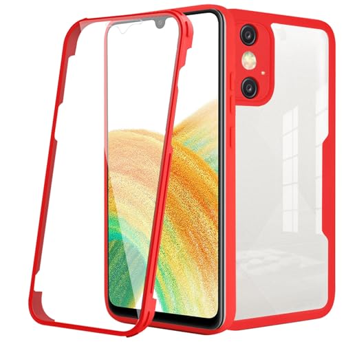 LXHGrowH Hülle für iPhone X und iPhone XS, 360 Grad Ganzkörper Stoßfest Handyhülle, Kratzfest Schutzhülle mit Eingebauter Displayschutzfolie, Case Dual - [Transparent+Rot] von LXHGrowH