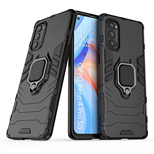 Schutzhülle für Oppo Reno 4 Pro 5G, Schutzhülle 2in1 Dual Layer Hybrid weich TPU 360° Full Body Schutzhülle Bumper, Hartplastik Armor stoßfest, Schutzhülle für Oppo Reno 4 Pro 5G, Schwarz von LXHGrowH
