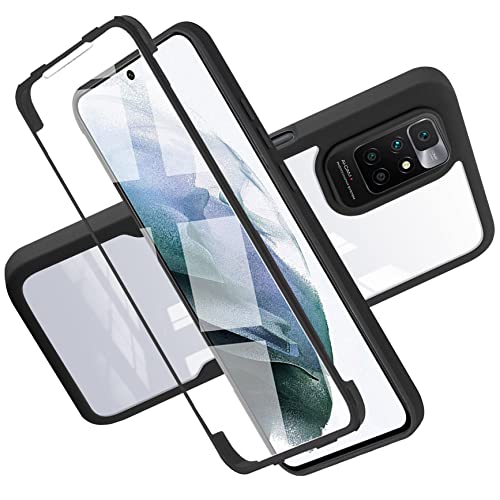 Schutzhülle für Xiaomi Redmi 10 2022/2021, 2-in-1-Hybrid-Schutzhülle, zweilagig, 360°-Schutz, Full Body stoßfest [weiches TPU Front] und [Hartschale, Rückseite] Schutzhülle, Schwarz von LXHGrowH