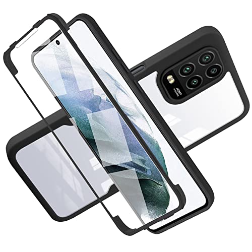 Schutzhülle kompatibel mit Xiaomi Mi 10 Lite 5G, 2-in-1-Hybrid-Hülle, doppelschichtig, 360 °, Full Body Anti-Schock-Schutz [weiches TPU Front] und [Hartschale, Rückseite] Schutzhülle, Schwarz von LXHGrowH