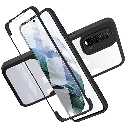 Schutzhülle kompatibel mit Xiaomi Redmi 9T / Poco M3, 2-in-1-Hybrid-Hülle, doppelschichtig, 360 °, Full Body Anti-Schock-Schutz [weiches TPU Front] und [Hartschale, Rückseite] Schutzhülle, Schwarz von LXHGrowH