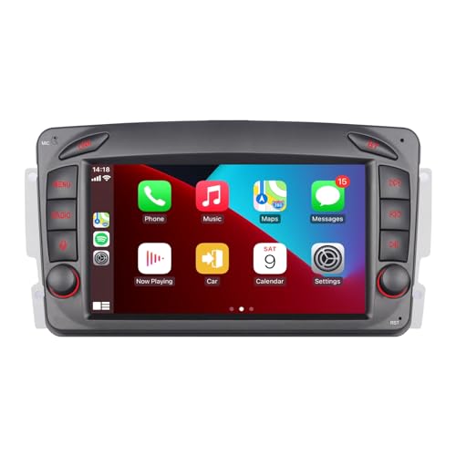 Autoradio kompatibel mit drahtlosen Carplay/Android Auto für Mercedes Benz CLK W168 W203 W209 W639 Vaneo W463 C208 W208 W170 mit IPS -Touchscreen/Bluetooth/Mirror Link/FM/AM/USB von LXKLSZ