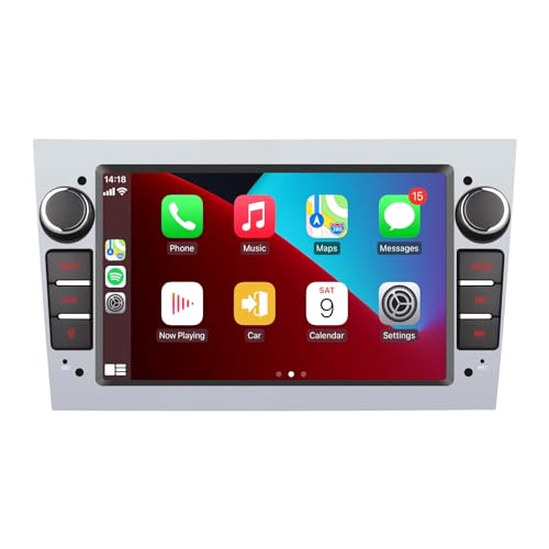Autoradio kompatibel mit drahtlosen Carplay/Android Auto für OPEL Antara Zafira Corsa Vivaro Combo mit Hohe Ausgangsleistung IPS -Touchscreen/Bluetooth/FM/AM/USB Farbe Silber von LXKLSZ