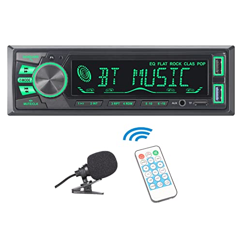 LXKLSZ Autoradio Bluetooth Einzel-Din-LCD-Audioradio mit Helligkeitseinstellung APP-Steuerung MP3-Player unterstützt Freisprechanrufe AM/FM-Radio AUX-Eingang TF/EQ/USB-Schnelllade-Radioempfänger von LXKLSZ