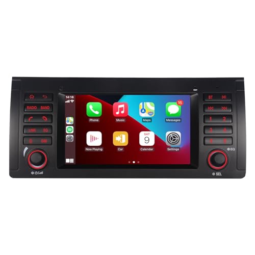 LXKLSZ Autoradio für BMW E39 E53 5er X5 M5 Kompatibel mit drahtlos Carplay/Android Auto mit 7 Zoll IPS Touchscreen/Bluetooth/Mirror Link/FM/AM/USB von LXKLSZ