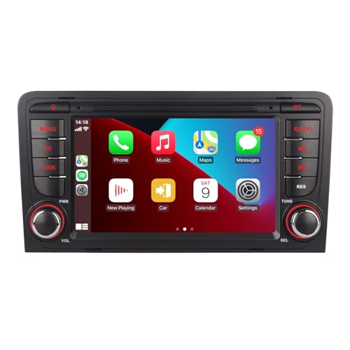 LXKLSZ Autoradio kompatibel mit drahtlos Carplay/Android Auto für Audi A3 S3 RS3 2003-2012 mit 7 Zoll IPS Touchscreen/Bluetooth/Mirror Link/FM/AM/USB/RDS von LXKLSZ