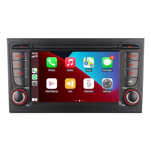 LXKLSZ Autoradio kompatibel mit drahtlos Carplay/Android Auto für Audi A4 S4 RS4 2002-2008 mit 7 Zoll IPS Touchscreen/Bluetooth/Mirror Link/FM/AM/USB von LXKLSZ