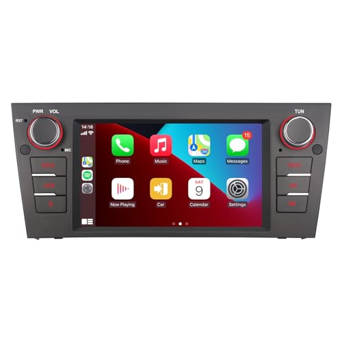 LXKLSZ Autoradio kompatibel mit drahtlos Carplay/Android Auto für BMW E90 E91 E92 E93 3er 2005-2011 mit IPS Touchscreen/Bluetooth/Mirror Link/FM/AM/USB von LXKLSZ