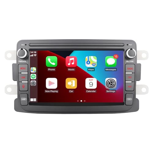 LXKLSZ Autoradio kompatibel mit drahtlosen Carplay/Android Auto für Renault Dacia Duster Sandero Logan Captur Symbol Dokker mit IPS -Touchscreen/Bluetooth/Mirror Link/FM/AM/USB von LXKLSZ