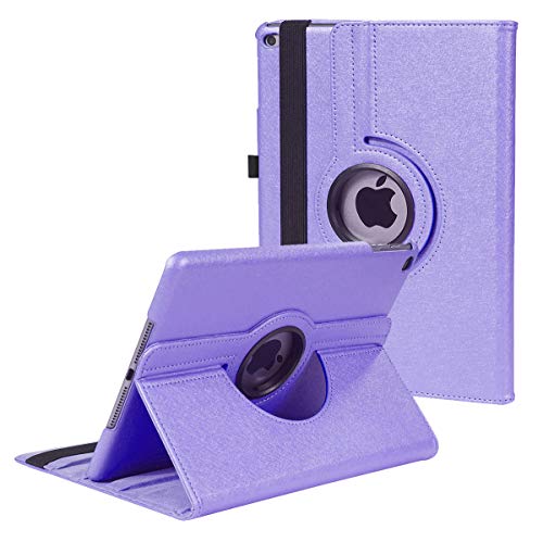 LXS iPad 9,7 Zoll Hülle 2018 2017/iPad Air Hülle – 360 Grad drehbarer Ständer Schutzhülle Smart Case mit Auto Sleep/Wake für Apple iPad 5. / 6. Generation (lila) von LXS