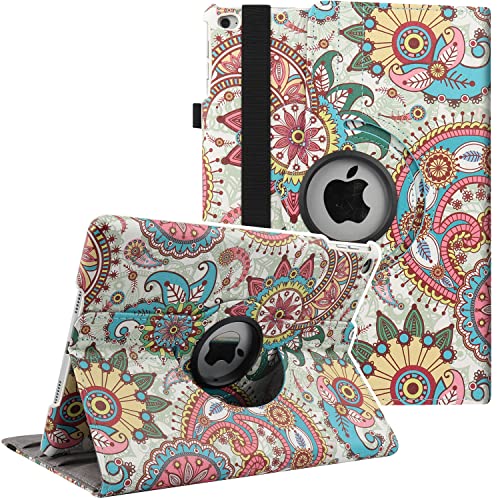 Schutzhülle für iPad 5. / 6. Generation, 360 Grad drehbarer Ständer, Schutzhülle für Apple iPad 24,6 cm (9,7 Zoll), 2018 / 2017 (Blauer nationaler Wind) von LXS