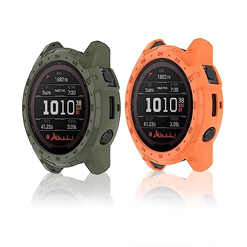 2 Pack Hülle Kompatibel mit Garmin Fenix 7X Case PC TPU Ultradünne Gehäuse Hülle für Garmin Fenix 7X Anti-Fall schützen Kratzfest Hülle für Garmin Fenix 7X Hülle (8) von LXURY