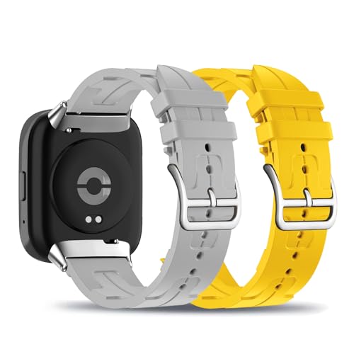 2 Stück Silikon Armbänder für Xiaomi Redmi Watch 3 Lite/Watch 3 Active Armband, Weiches mit Verstellbare Metallschnalle aus Edelstahl Sport Ersatzarmband mit Xiaomi Redmi Watch 3 Lite/3 Active (7) von LXURY
