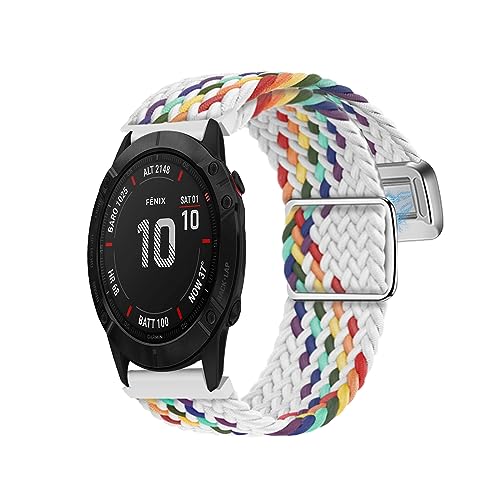 Geflochtenes Armbänder für Garmin Fenix 6/ Fenix 6 Pro/ 6 Solar Armband, Nylon Elastisch mit Magnetisch Verstellbare Sport Ersatzarmband Kompatibel mit Garmin Fenix 6/6 Pro/6 Solar Uhrenarmband (15) von LXURY