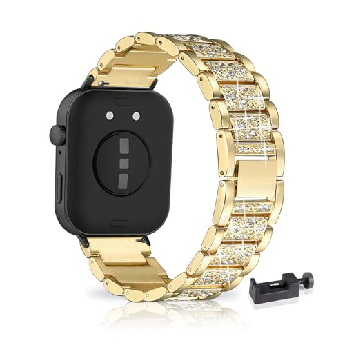 LXURY Bling Metall Armbänder Kompatibel mit Huawei Watch Fit 3 Armband, Funkelnd Diamant Metall Verstellbarer Ersatzarmband für Huawei Watch Fit 3 Uhrenarmband für Herren Damen (1) von LXURY