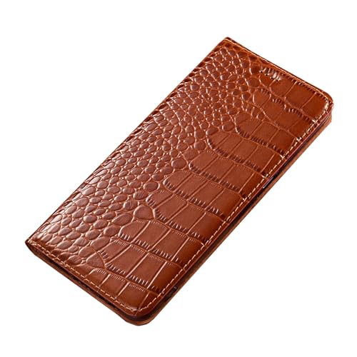 LXURY Hülle Klapp für iPhone 15 Pro Max/15 Pro/15 Plus/15, Krokodil Geldbörse Handyhülle mit Kartenfächern Ständer Magnetverschluss Echtes Leder Hülle,Brown2,15 Plus'' von LXURY